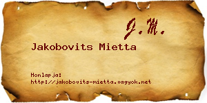 Jakobovits Mietta névjegykártya